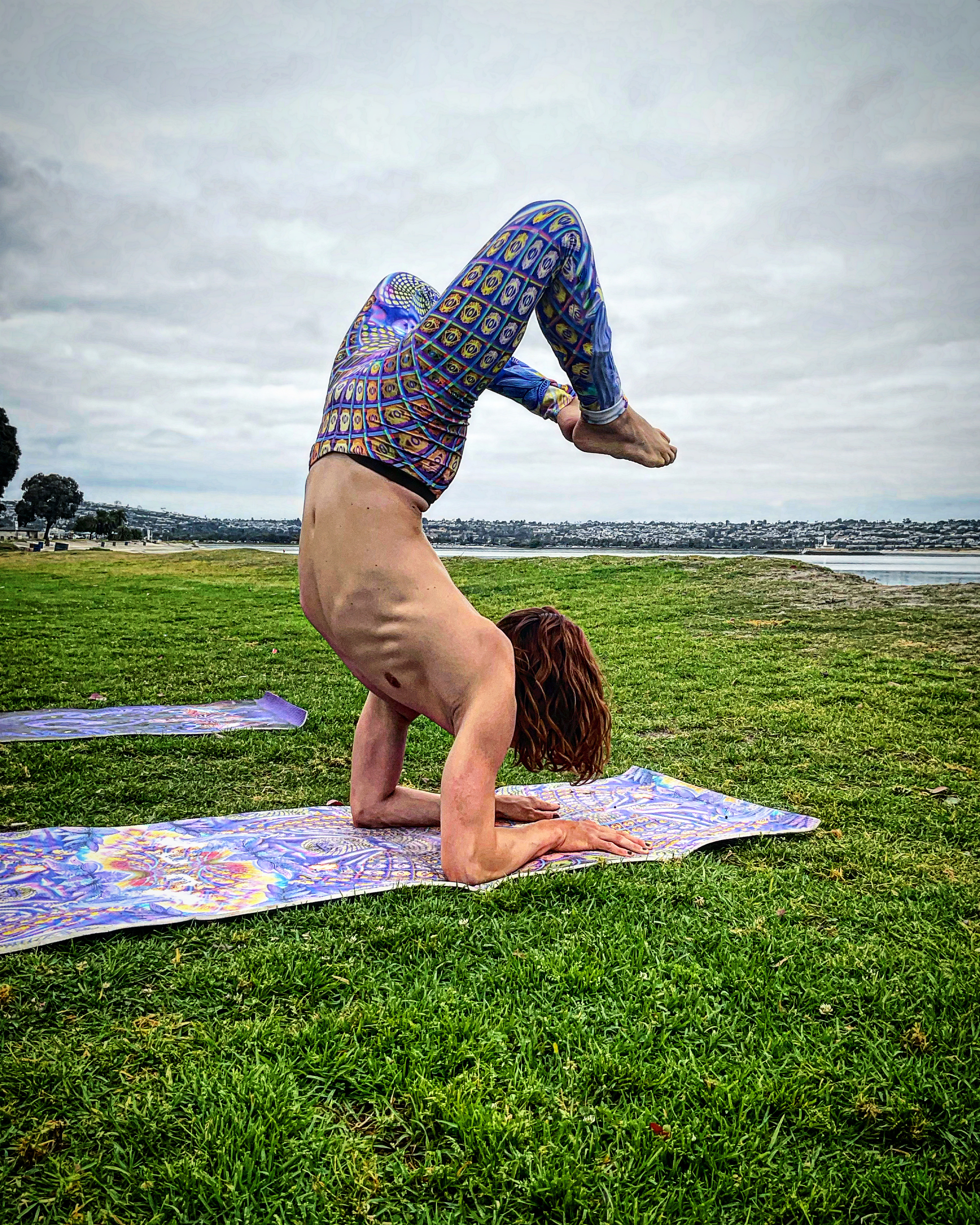 Athlete in a handstand outdoors